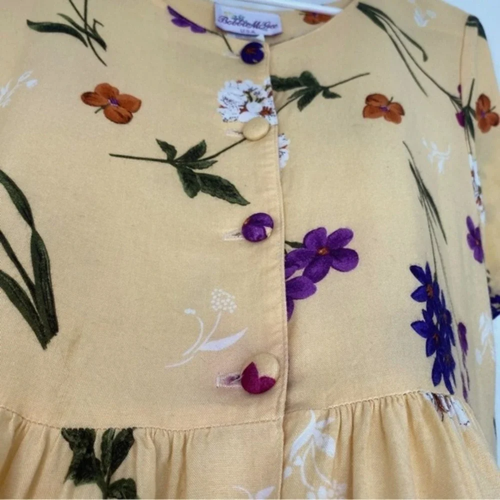 Y2K Vintage‎ BOBBIE MCGEE Women's 90s Floral Yellow Maxi Dress Cottage Core SZ M